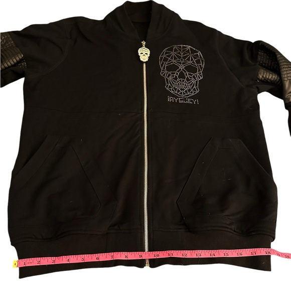 AyGuey made in Mexico full-zip sweatshirt jacket with studded skulls men’s XL - Picture 6 of 14